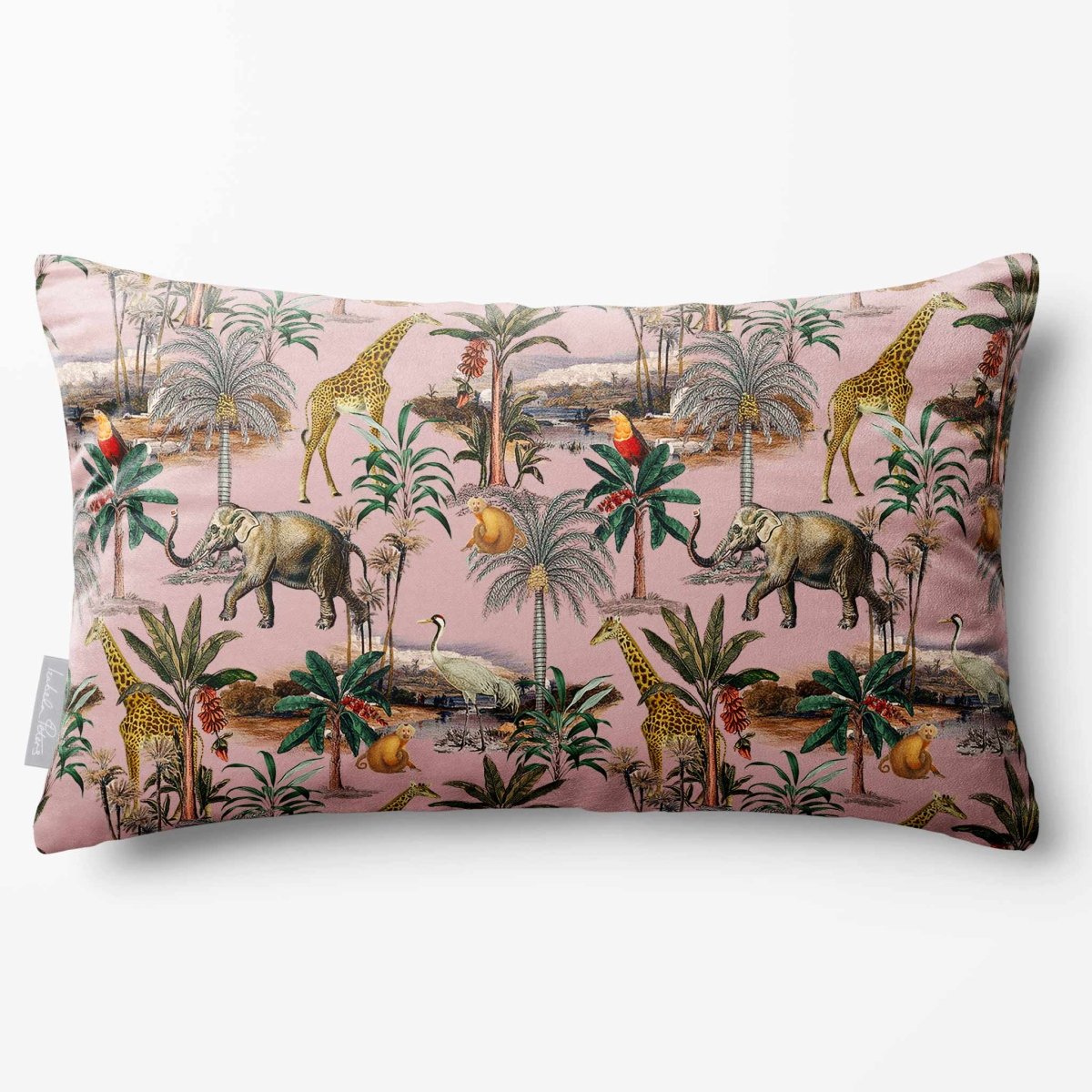 Safari Voyage | Sustainable Velvet Rectangle Cushion - Rosewater 50 x 30 cm Standard by Izabela Peters