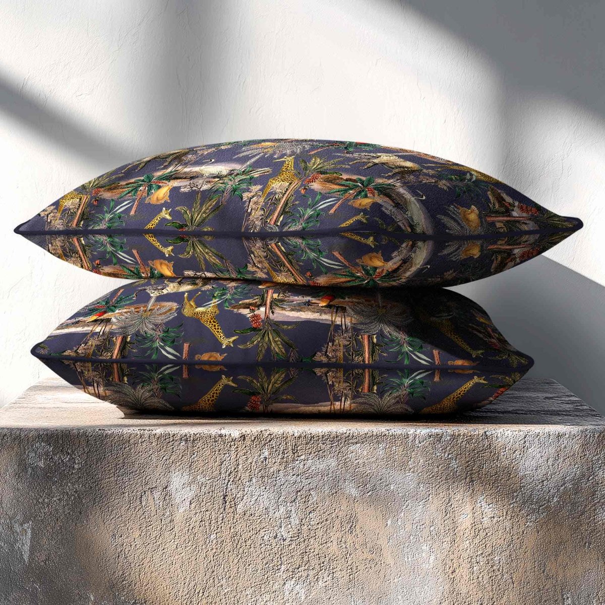 Safari Voyage | Sustainable Velvet Rectangle Cushion - Graphite 50 x 30 cm Standard by Izabela Peters