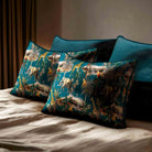 Safari Voyage | Sustainable Velvet Rectangle Cushion - Teal 50 x 30 cm Standard by Izabela Peters