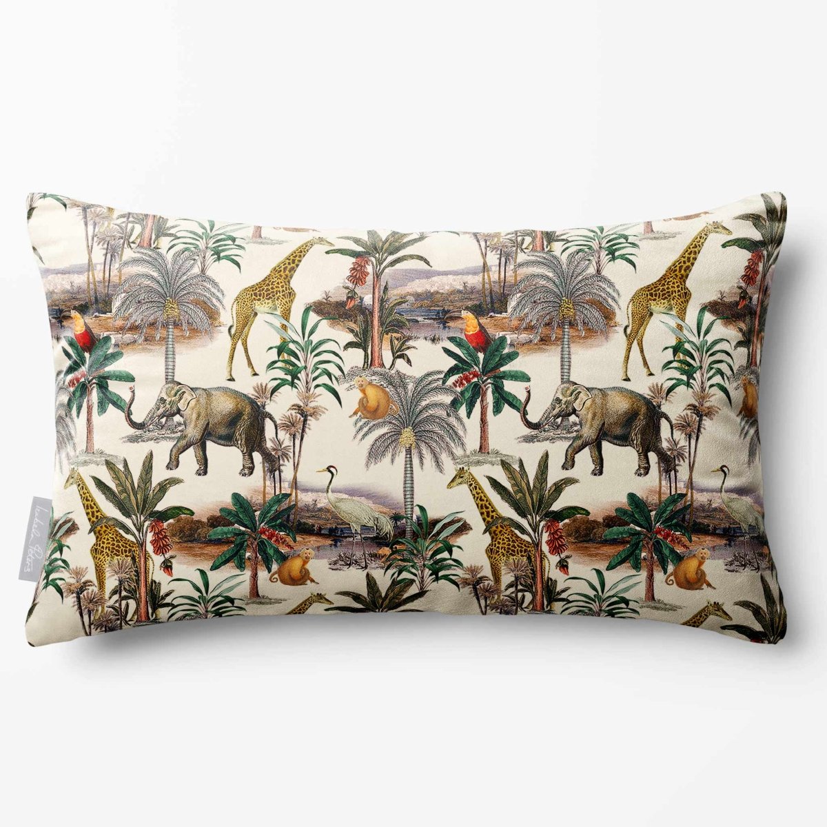Safari Voyage | Sustainable Velvet Rectangle Cushion - Ivory Cream 50 x 30 cm Standard by Izabela Peters