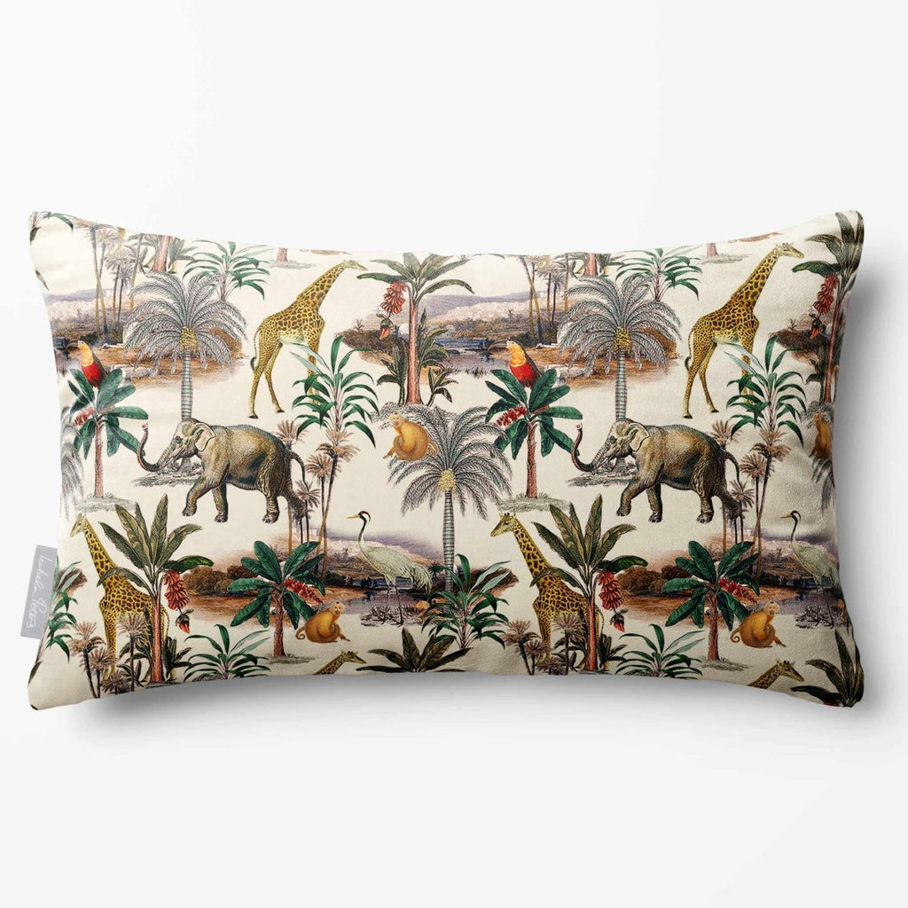 Safari Voyage | Sustainable Velvet Rectangle Cushion - Ivory Cream 50 x 30 cm Standard by Izabela Peters
