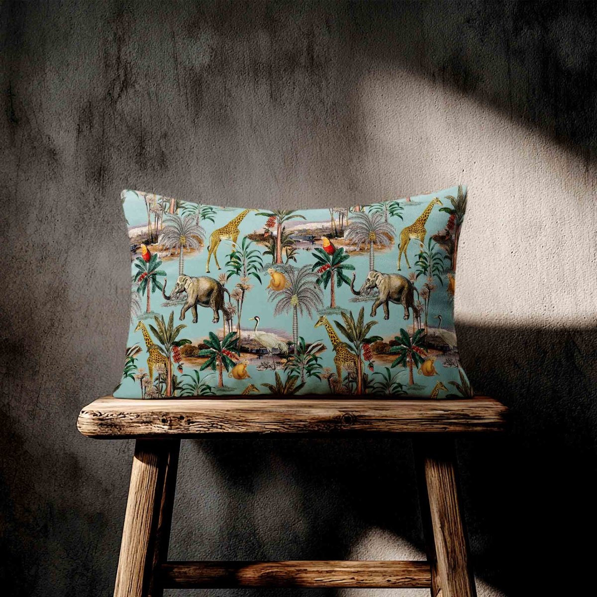 Safari Voyage | Sustainable Velvet Rectangle Cushion - Blue Surf 50 x 30 cm Standard by Izabela Peters