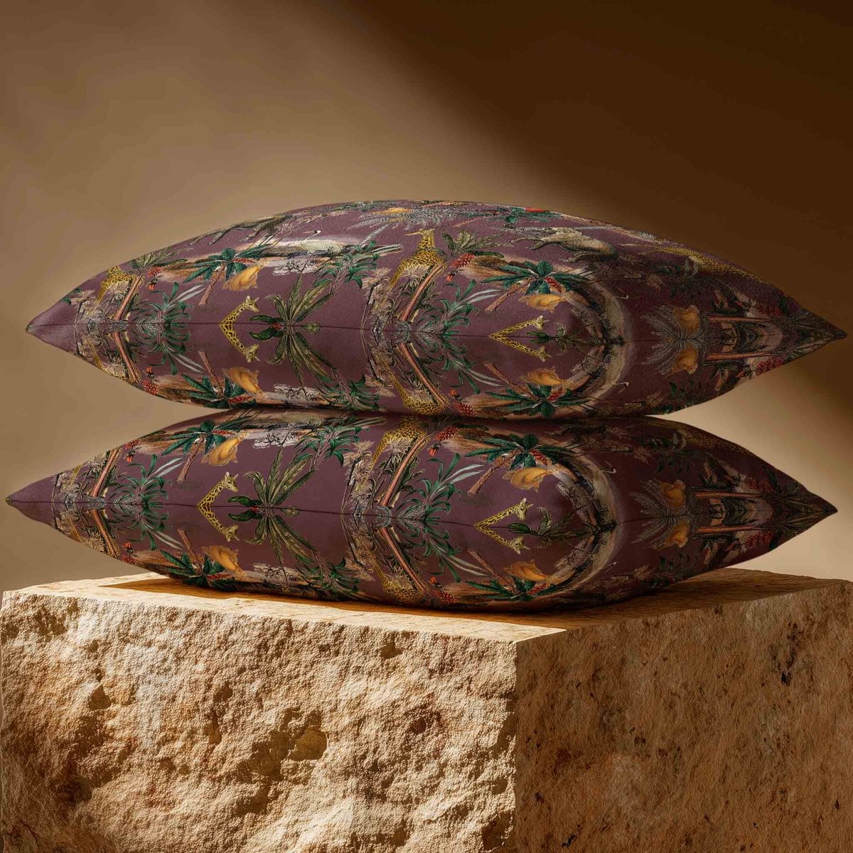 Safari Voyage | Sustainable Velvet Rectangle Cushion - Italian Grape 50 x 30 cm Standard by Izabela Peters
