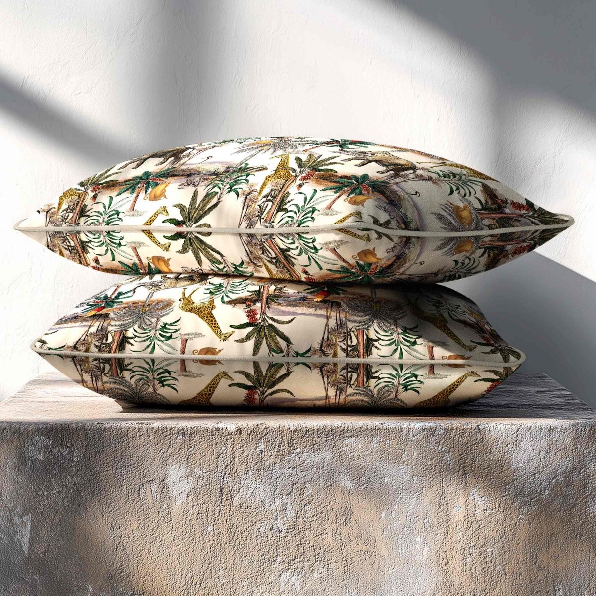 Safari Voyage | Sustainable Velvet Rectangle Cushion - Ivory Cream 50 x 30 cm Standard by Izabela Peters