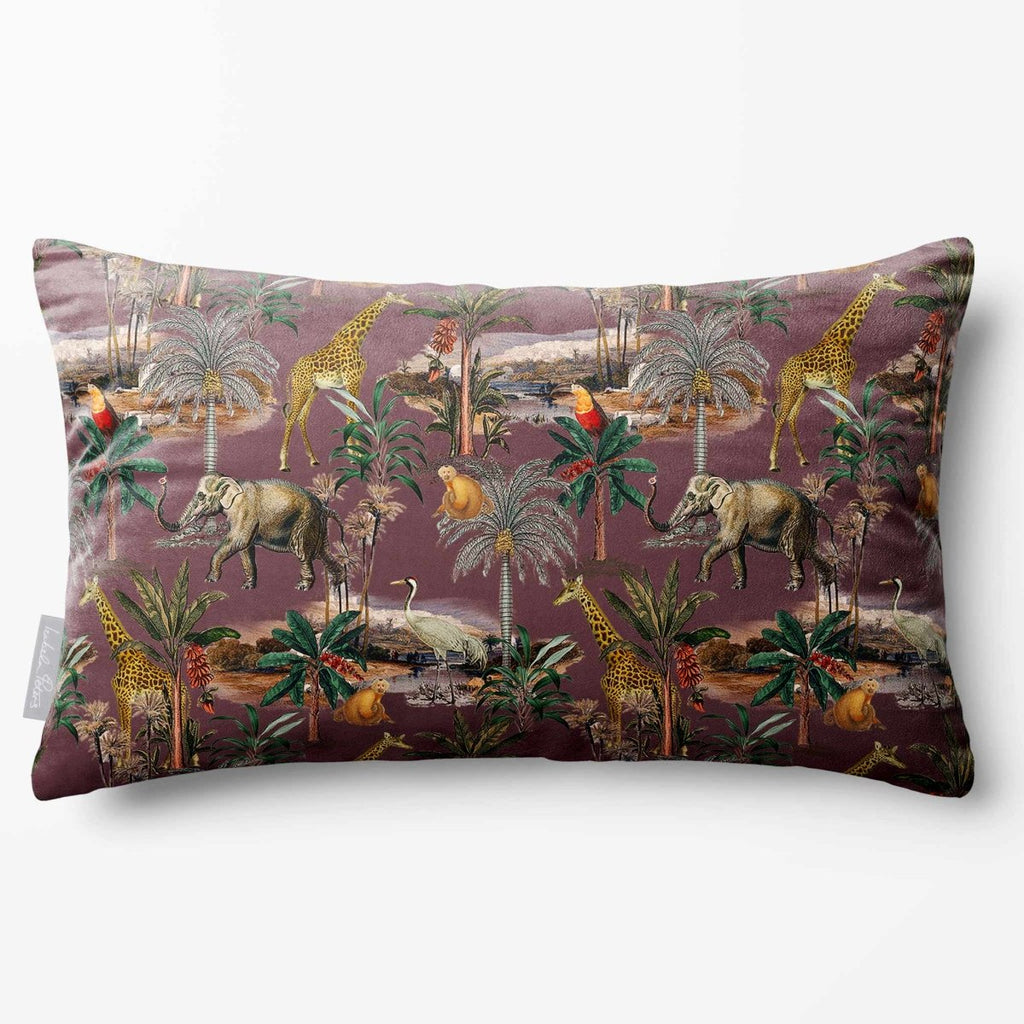 Safari Voyage | Sustainable Velvet Rectangle Cushion - Italian Grape 50 x 30 cm Standard by Izabela Peters