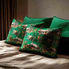 Safari Voyage | Sustainable Velvet Rectangle Cushion - Emerald Green 50 x 30 cm Standard by Izabela Peters