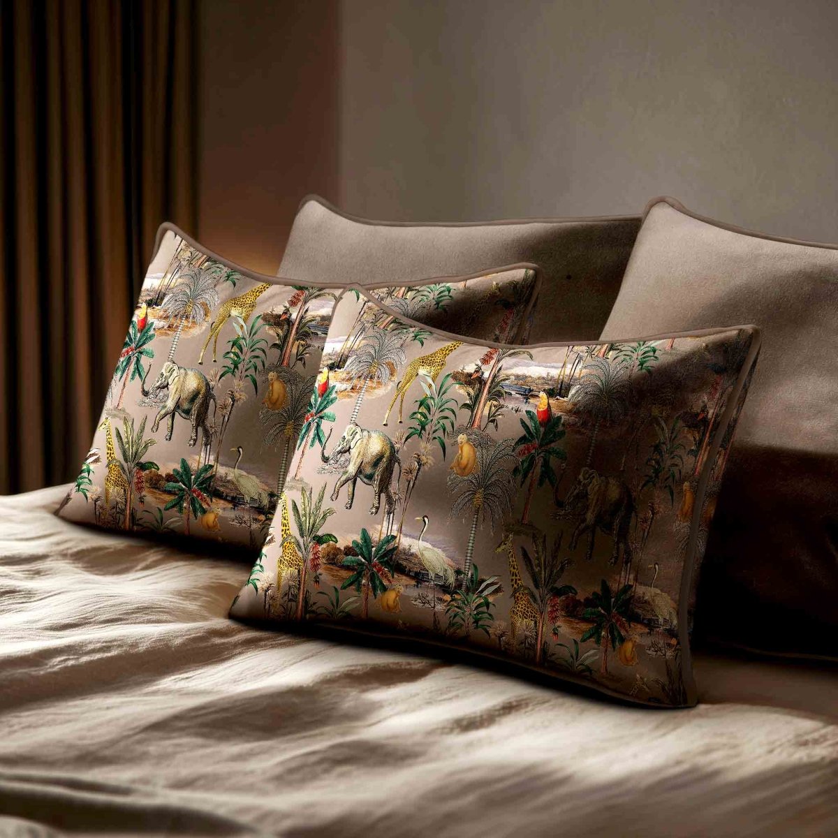 Safari Voyage | Sustainable Velvet Rectangle Cushion - Dovedale Stone 50 x 30 cm Standard by Izabela Peters