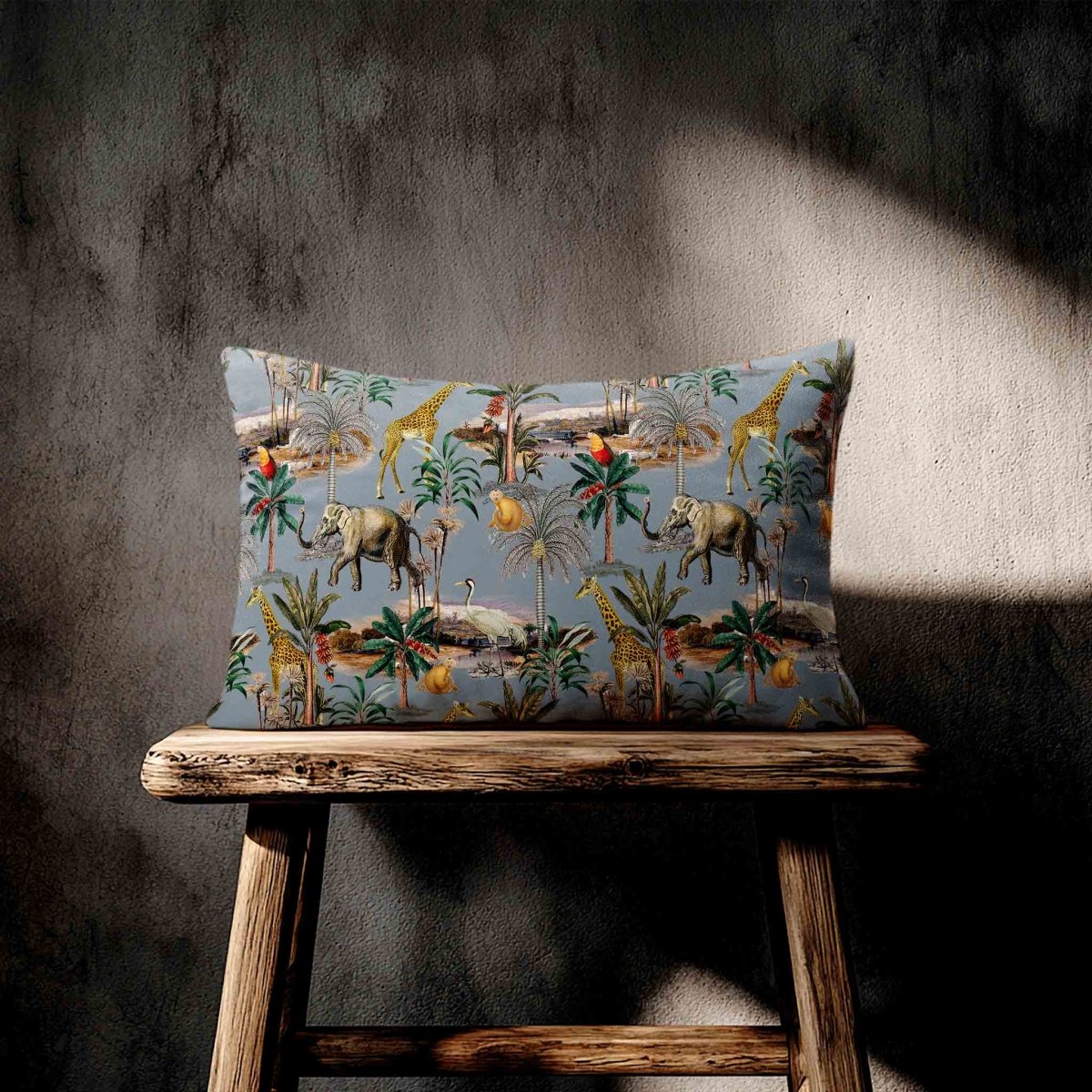 Safari Voyage | Sustainable Velvet Rectangle Cushion - French Grey 50 x 30 cm Standard by Izabela Peters