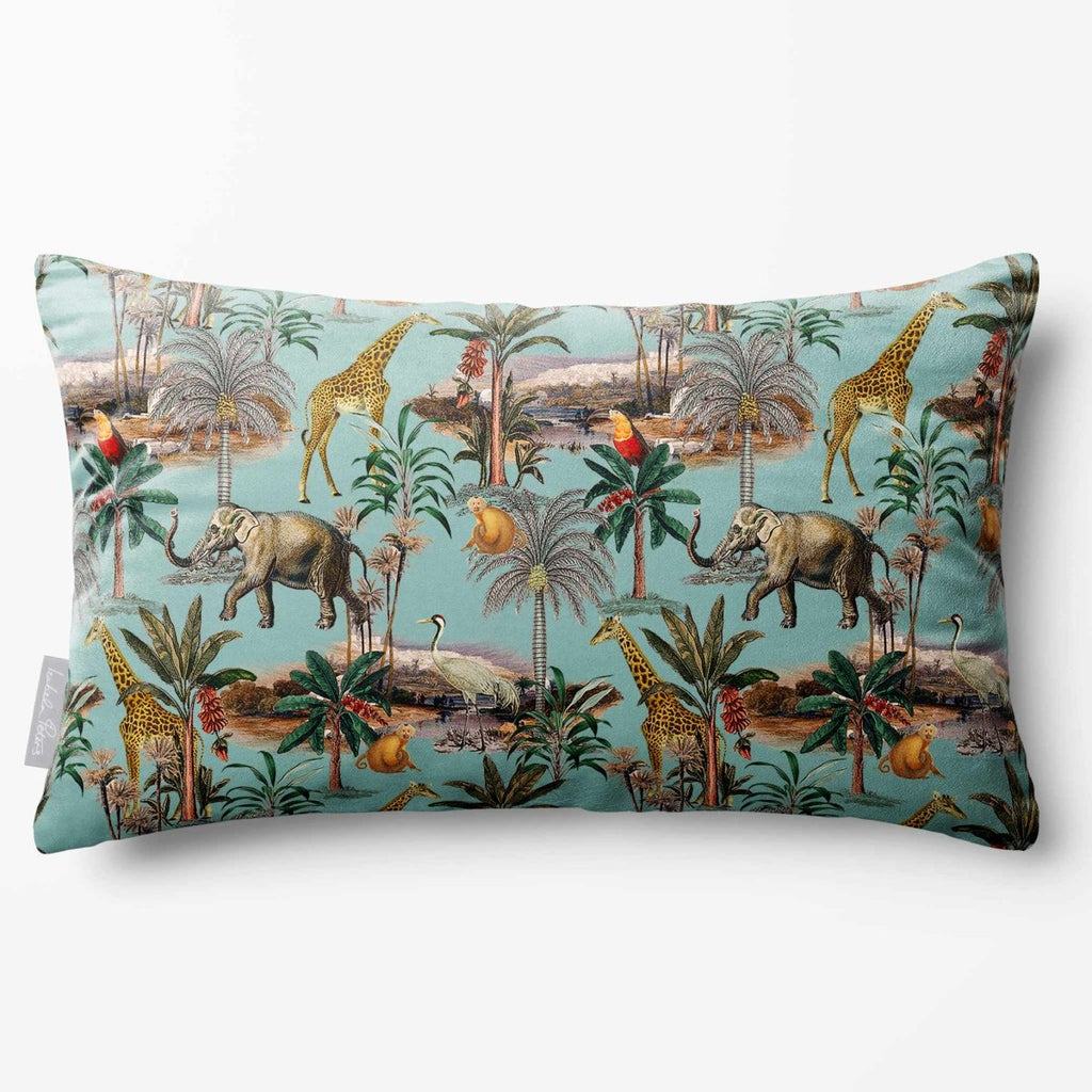 Safari Voyage | Sustainable Velvet Rectangle Cushion - Blue Surf 50 x 30 cm Standard by Izabela Peters
