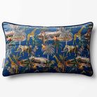 Safari Voyage | Sustainable Velvet Rectangle Cushion - Estate Blue 50 x 30 cm Piped by Izabela Peters