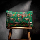 Safari Voyage | Sustainable Velvet Rectangle Cushion - Emerald Green 50 x 30 cm Standard by Izabela Peters