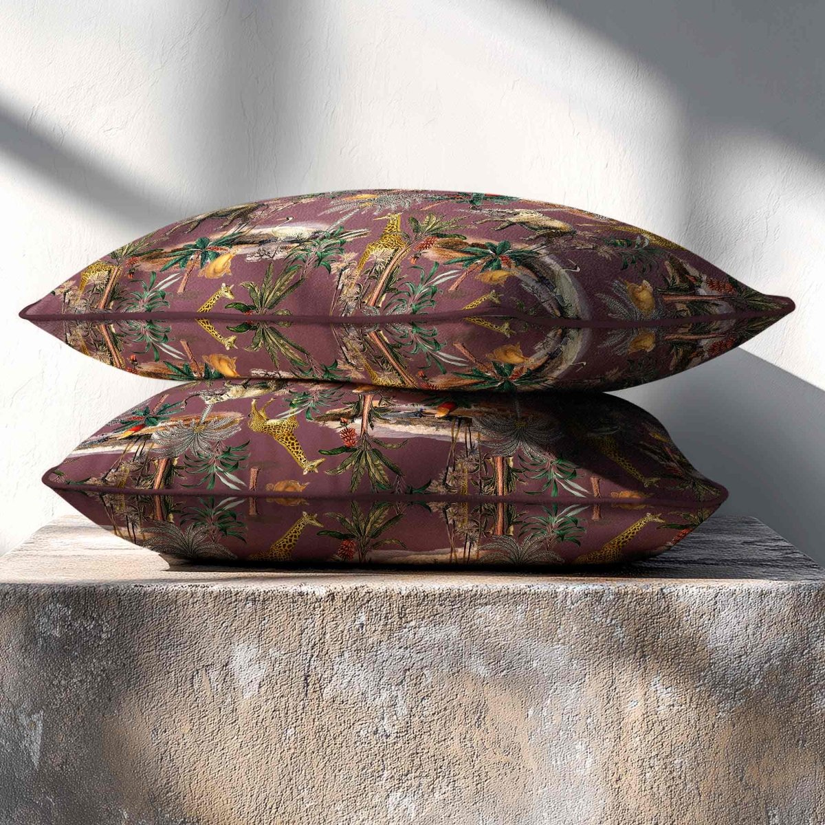 Safari Voyage | Sustainable Velvet Rectangle Cushion - Italian Grape 50 x 30 cm Standard by Izabela Peters
