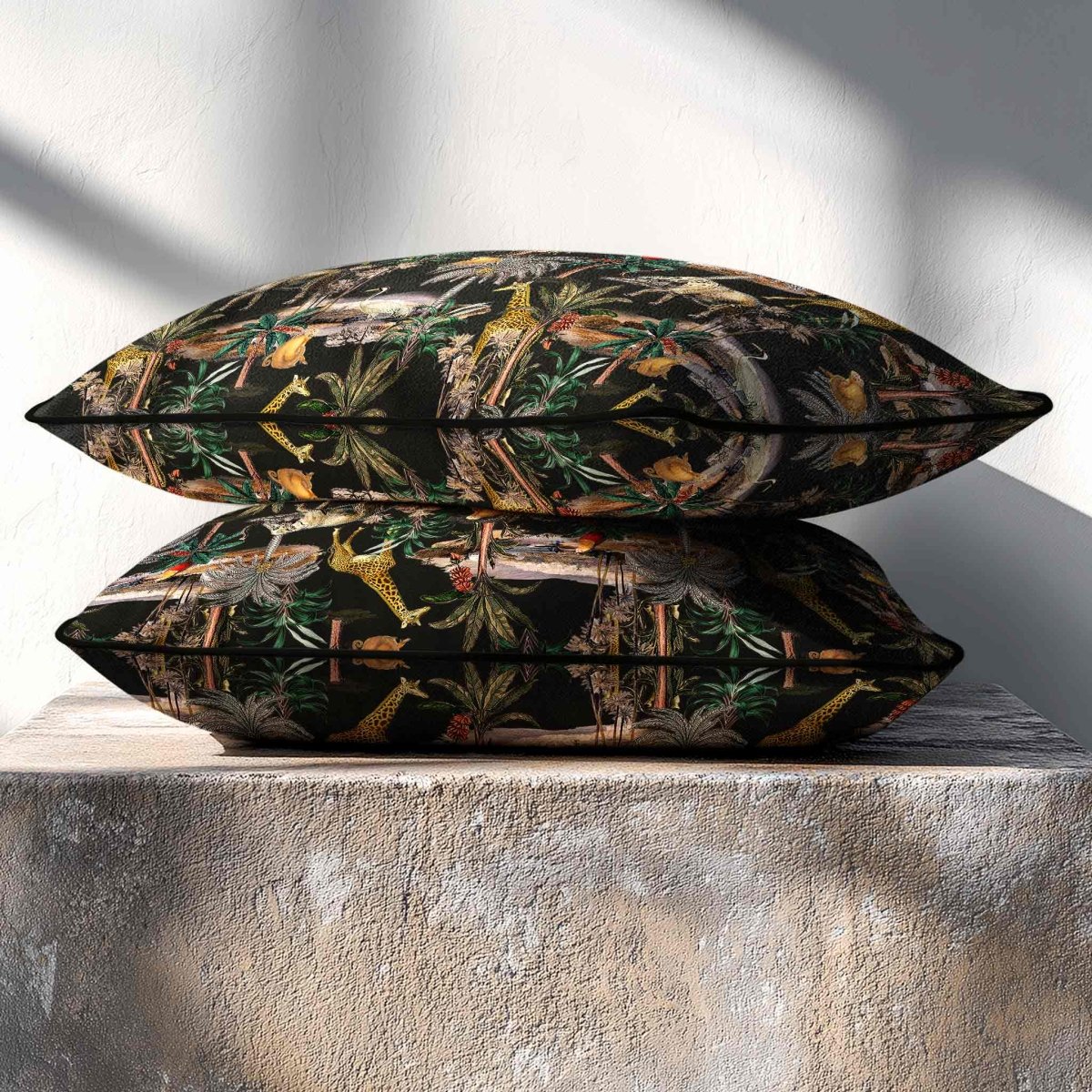 Safari Voyage | Sustainable Velvet Rectangle Cushion - Charcoal 50 x 30 cm Standard by Izabela Peters