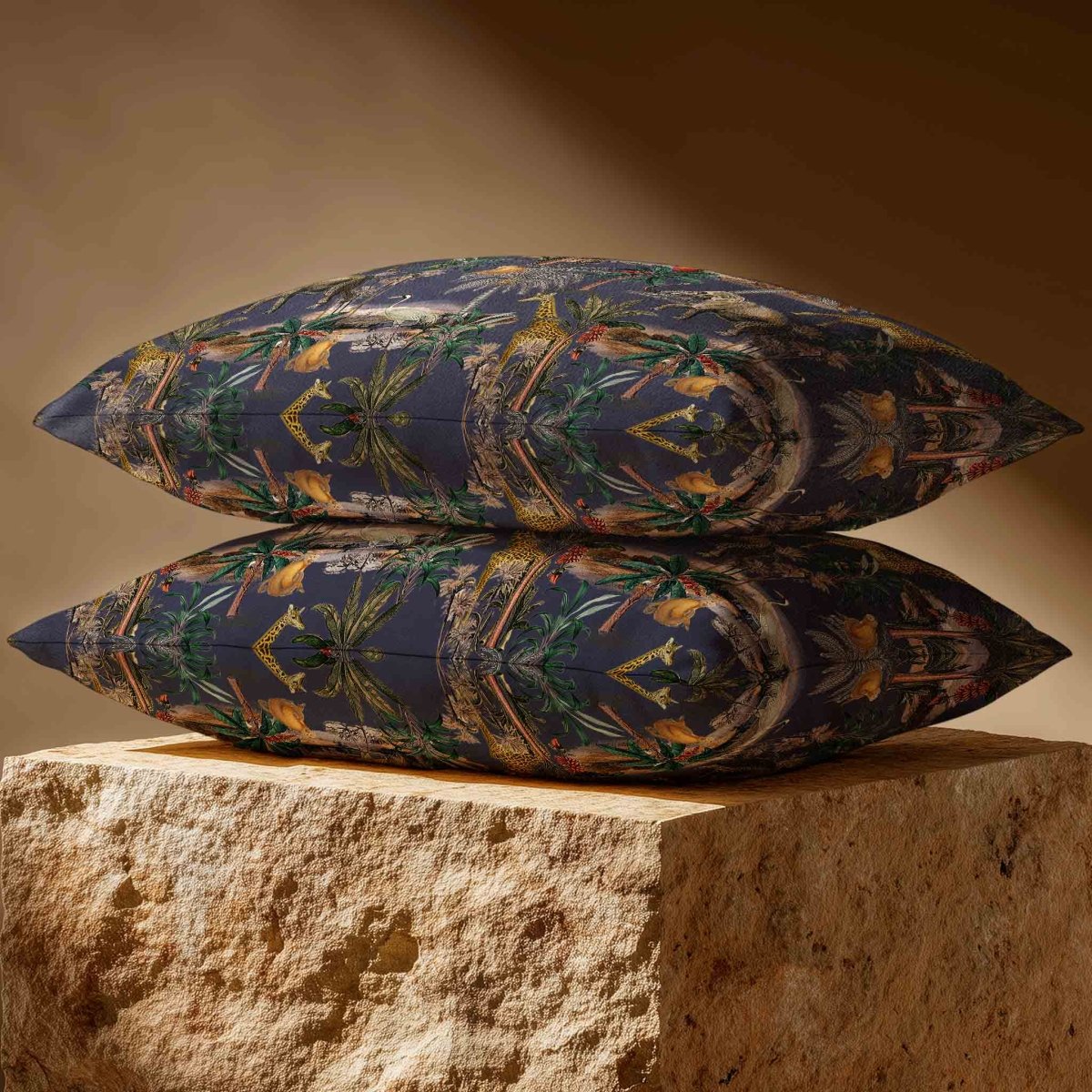 Safari Voyage | Sustainable Velvet Rectangle Cushion - Graphite 50 x 30 cm Standard by Izabela Peters