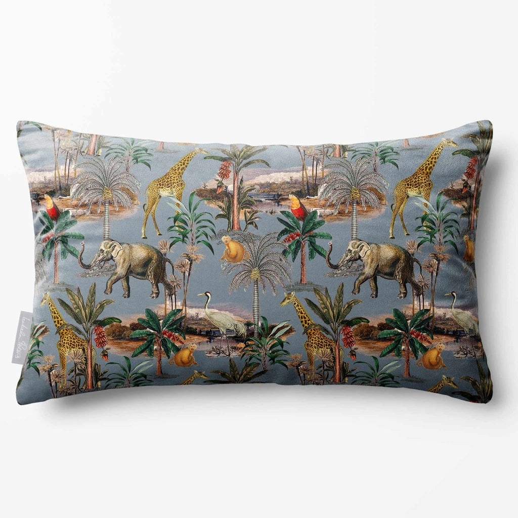 Safari Voyage | Sustainable Velvet Rectangle Cushion - French Grey 50 x 30 cm Standard by Izabela Peters