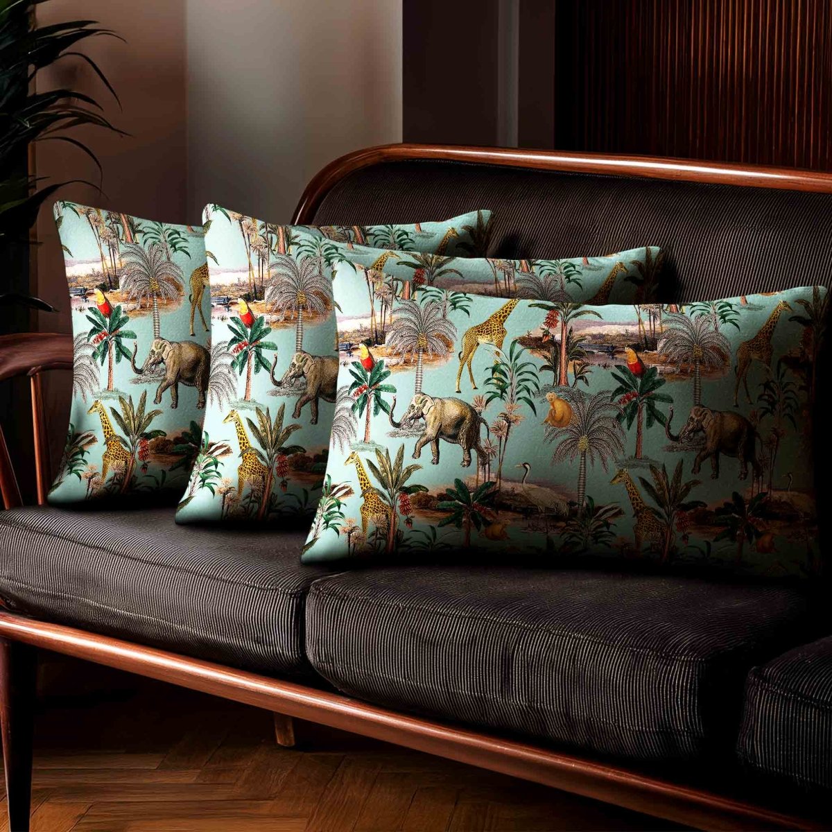 Safari Voyage | Sustainable Velvet Rectangle Cushion - Blue Surf 50 x 30 cm Standard by Izabela Peters