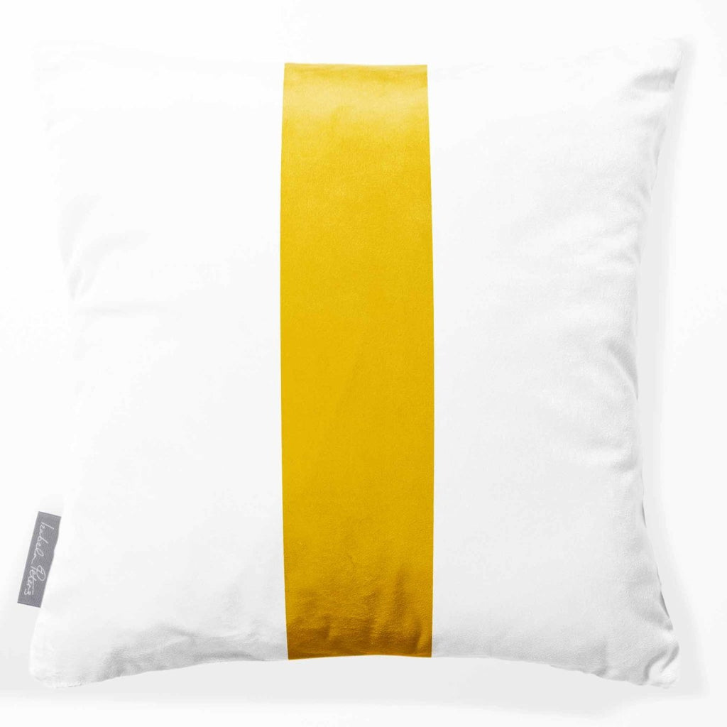 Signature 1 Stripe | Sustainable Velvet Cushion - Mustard Ochre 40 x 40 cm by Izabela Peters