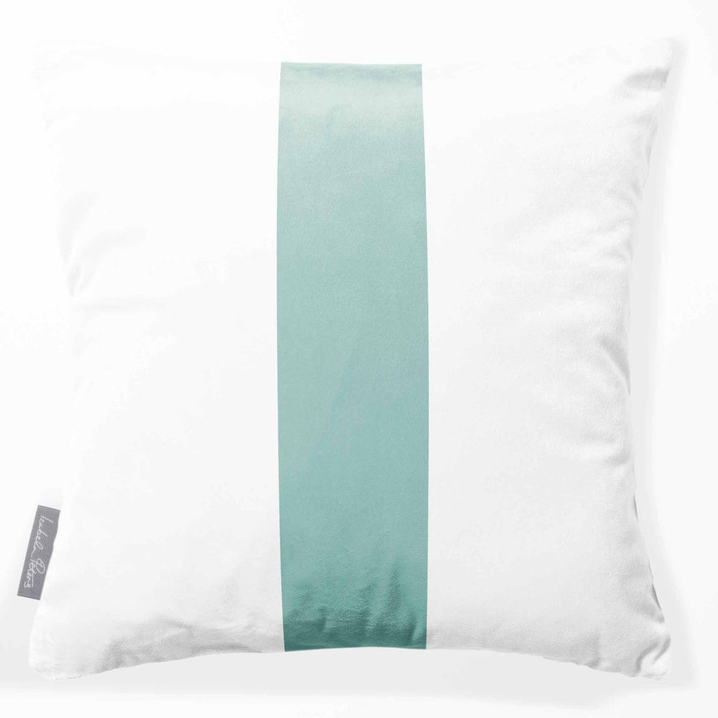 Signature 1 Stripe | Sustainable Velvet Cushion - Blue Surf 40 x 40 cm by Izabela Peters