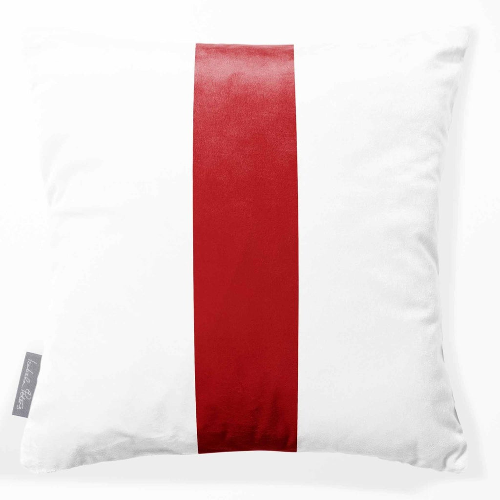 Signature 1 Stripe | Sustainable Velvet Cushion - Crimson Muse 40 x 40 cm by Izabela Peters