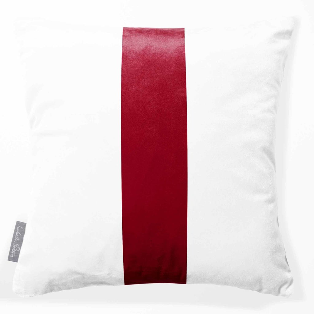 Signature 1 Stripe | Sustainable Velvet Cushion - Raspberry Red 40 x 40 cm by Izabela Peters