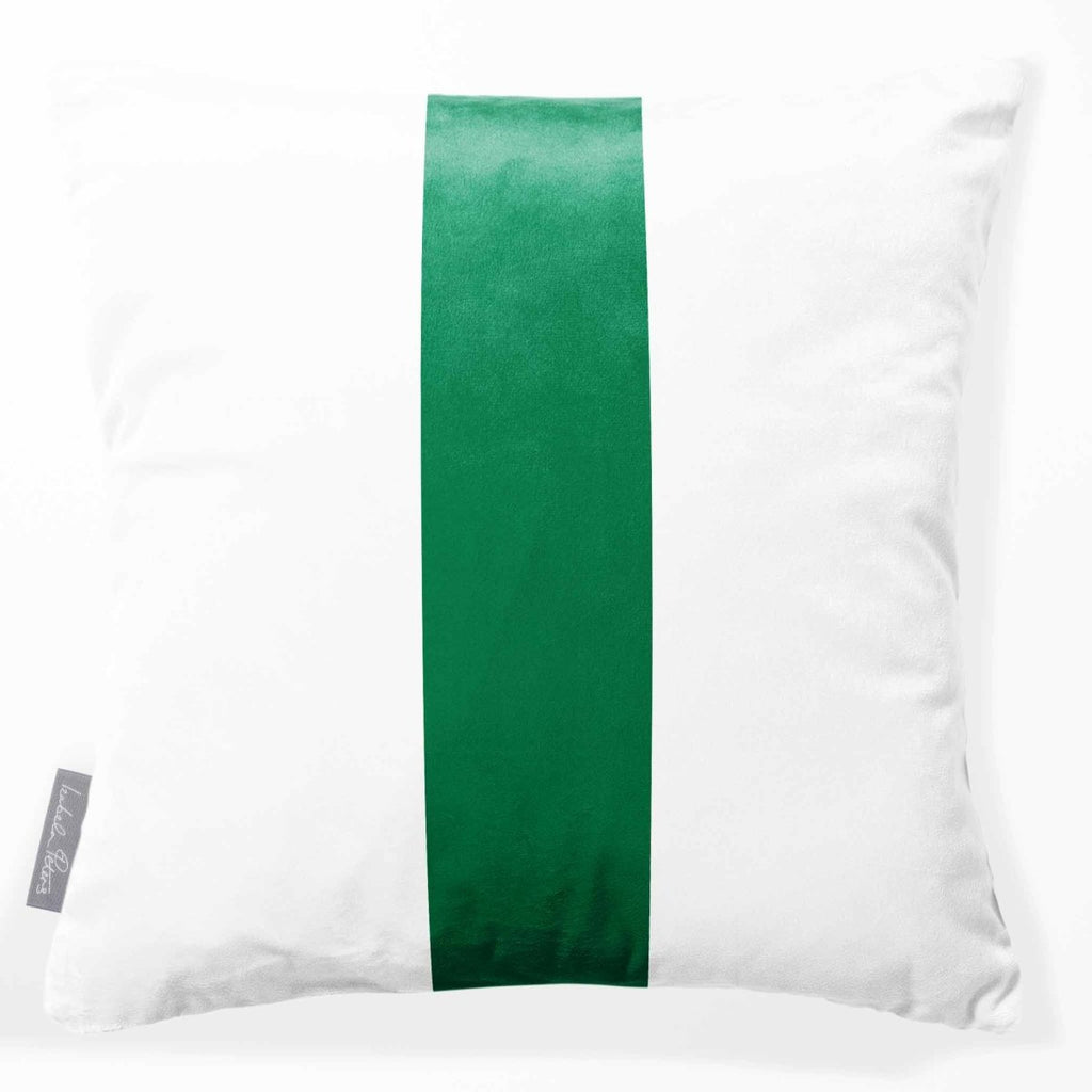 Signature 1 Stripe | Sustainable Velvet Cushion - Emerald Green 40 x 40 cm by Izabela Peters