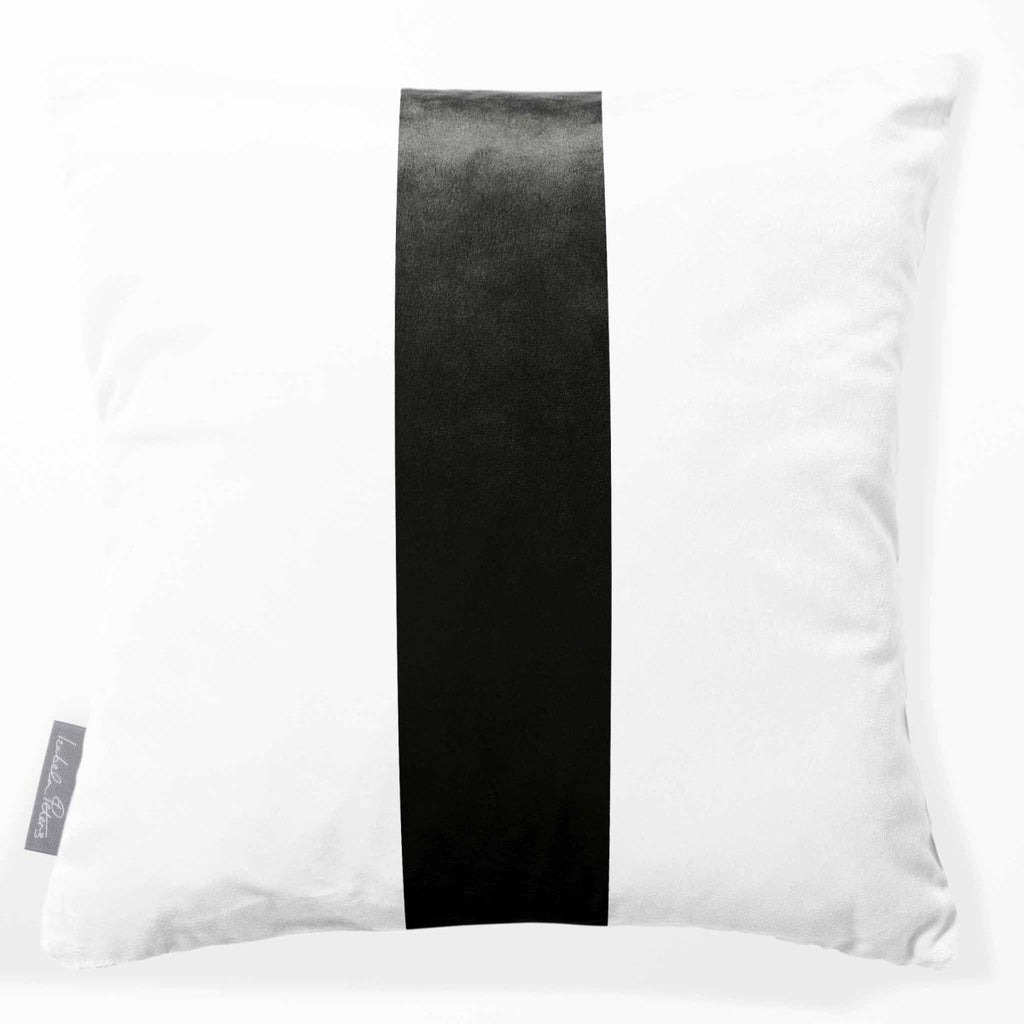 Signature 1 Stripe | Sustainable Velvet Cushion - Charcoal 40 x 40 cm by Izabela Peters