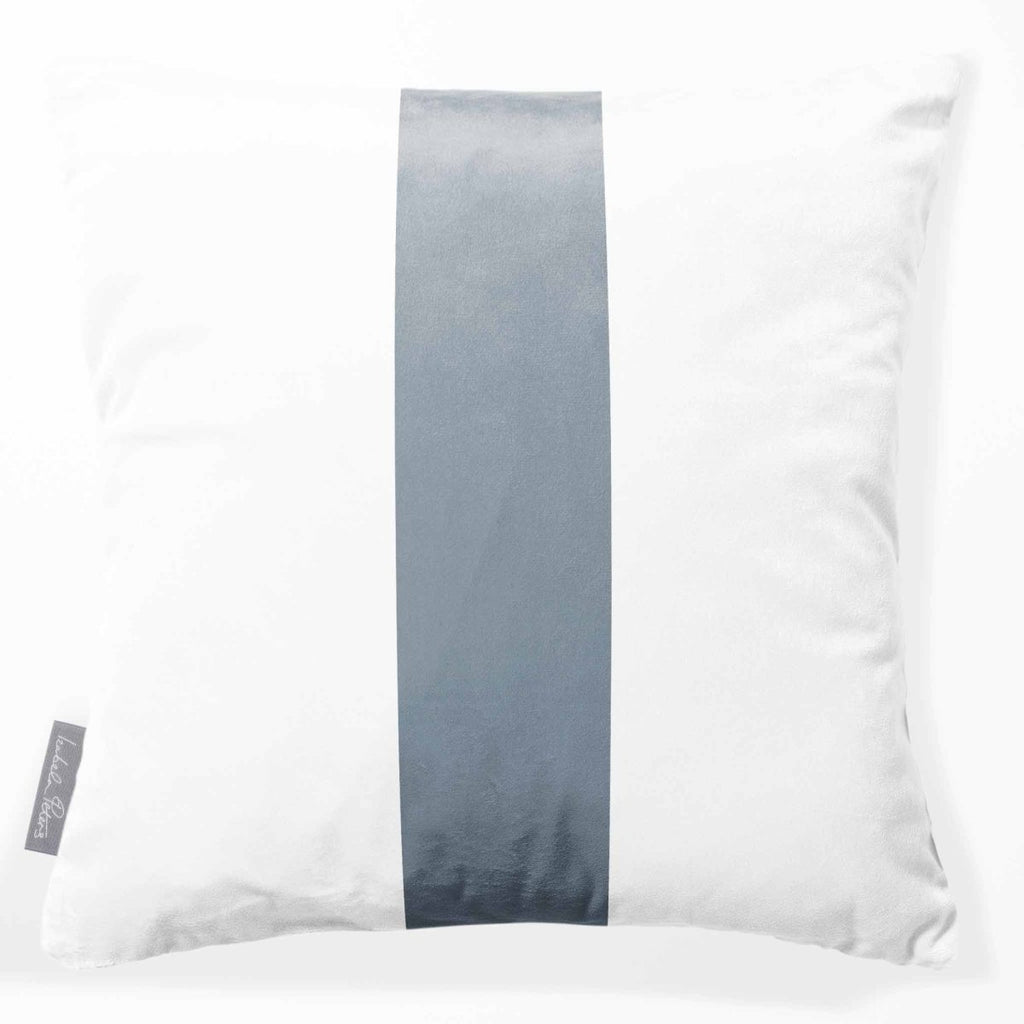 Signature 1 Stripe | Sustainable Velvet Cushion - French Grey 40 x 40 cm by Izabela Peters