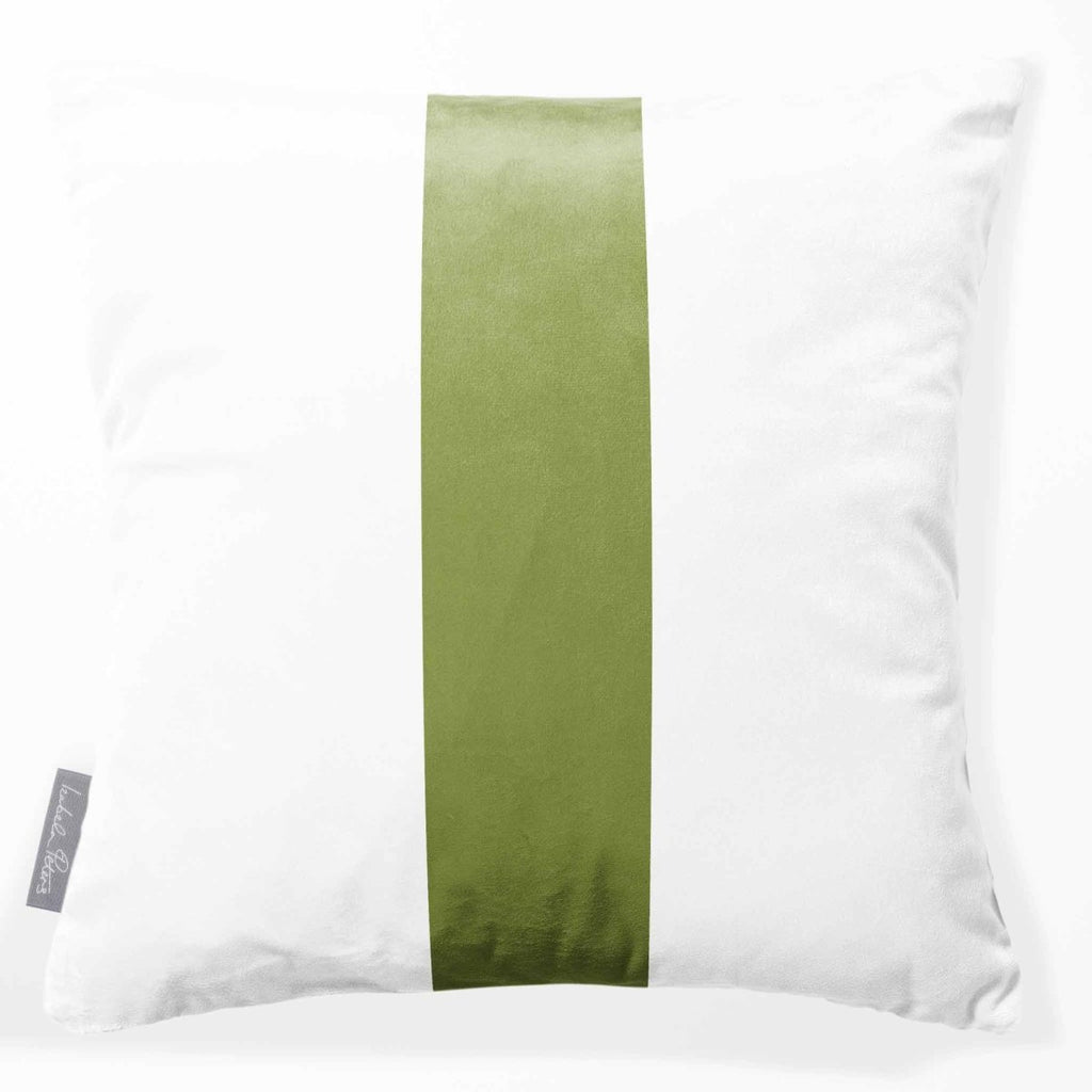 Signature 1 Stripe | Sustainable Velvet Cushion - Sage 40 x 40 cm by Izabela Peters