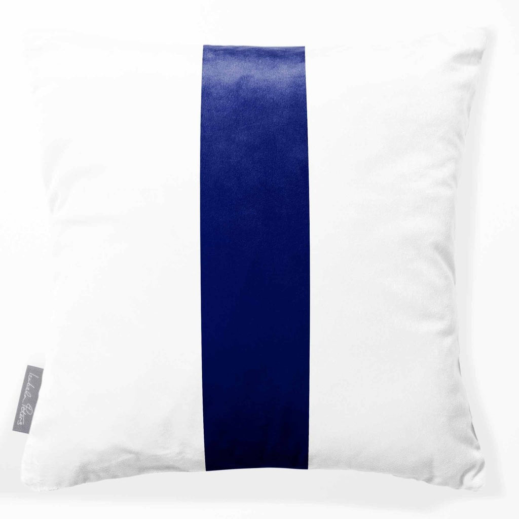 Signature 1 Stripe | Sustainable Velvet Cushion - Midnight 40 x 40 cm by Izabela Peters