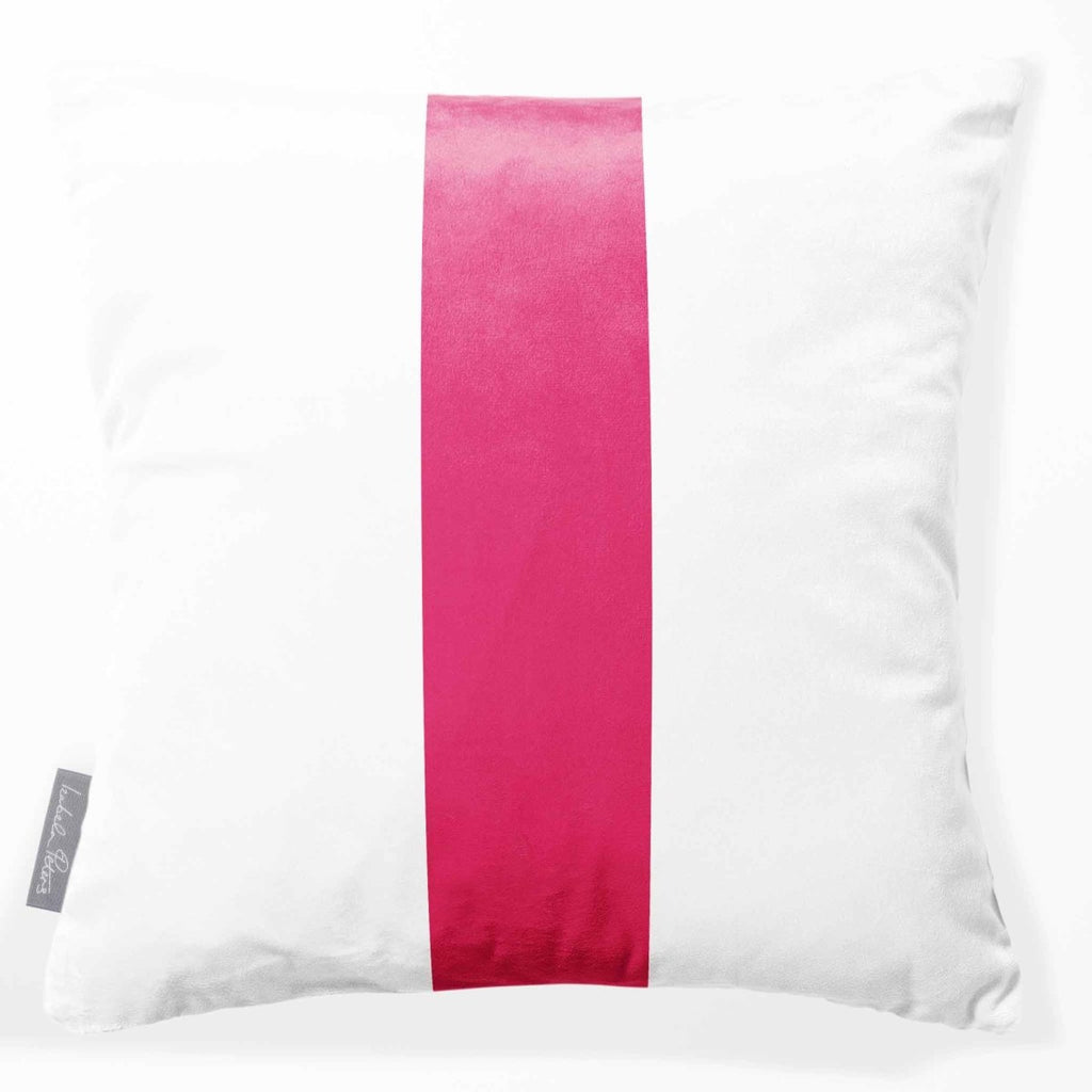 Signature 1 Stripe | Sustainable Velvet Cushion - Hot Pink 40 x 40 cm by Izabela Peters