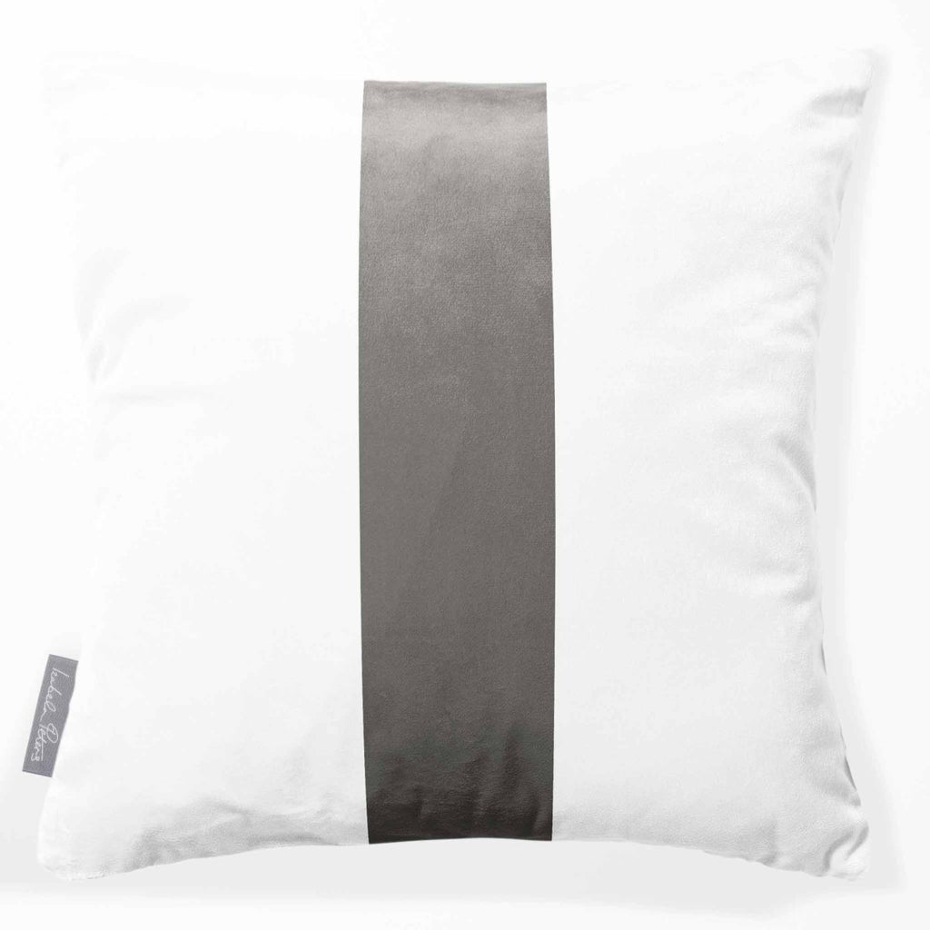 Signature 1 Stripe | Sustainable Velvet Cushion - Beluga 40 x 40 cm by Izabela Peters