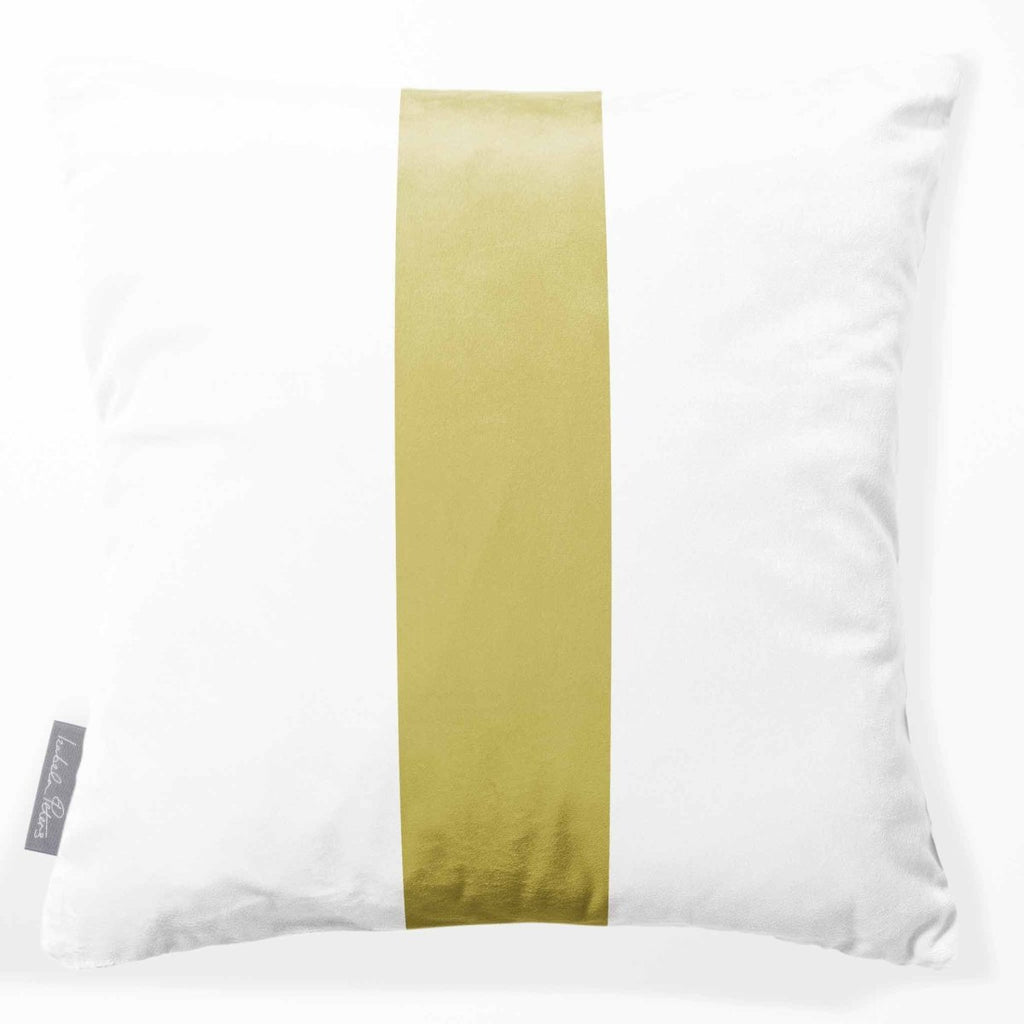 Signature 1 Stripe | Sustainable Velvet Cushion - Golden Lime 40 x 40 cm by Izabela Peters