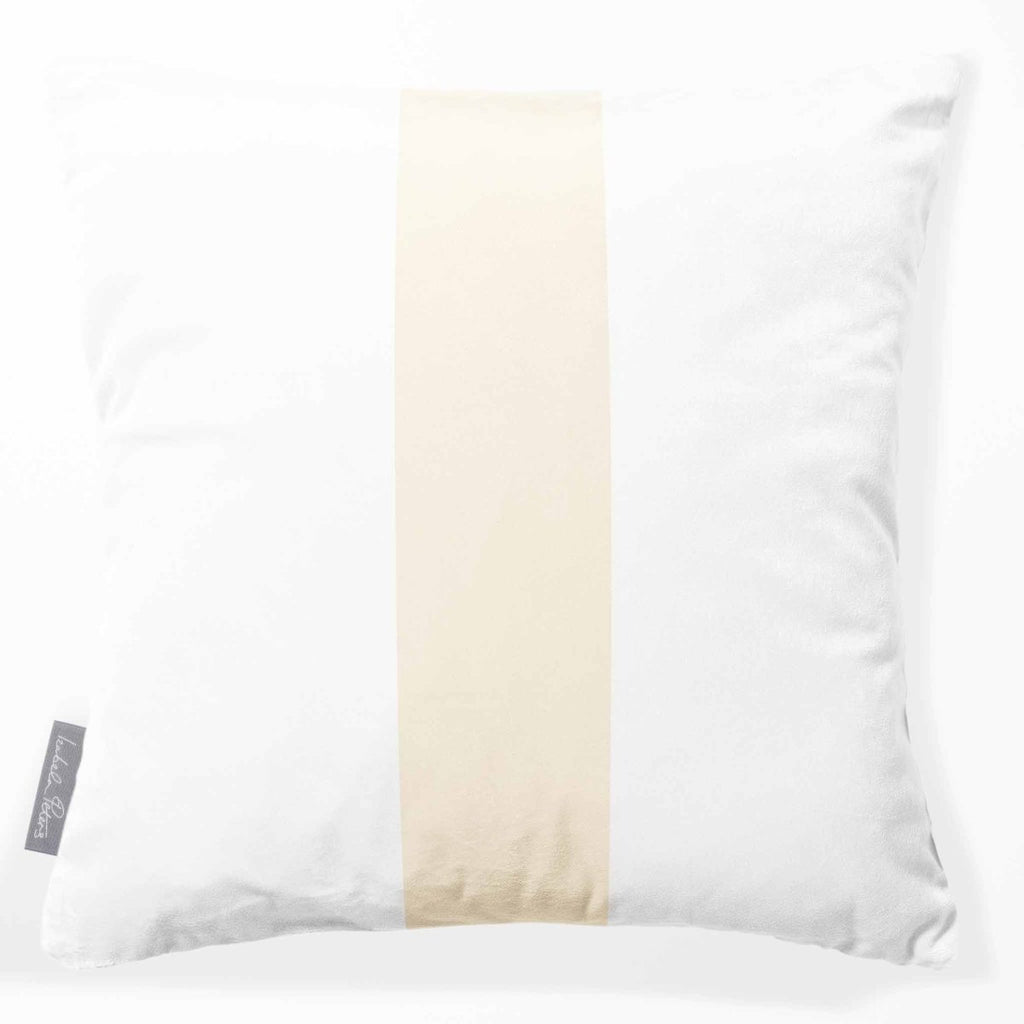 Signature 1 Stripe | Sustainable Velvet Cushion - Ivory Cream 40 x 40 cm by Izabela Peters