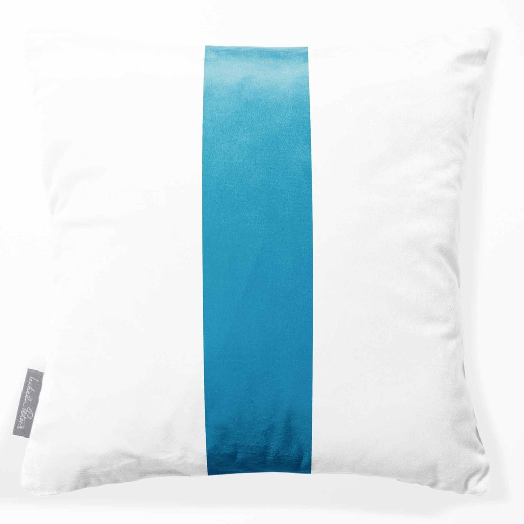 Signature 1 Stripe | Sustainable Velvet Cushion - Prussian Blue 40 x 40 cm by Izabela Peters