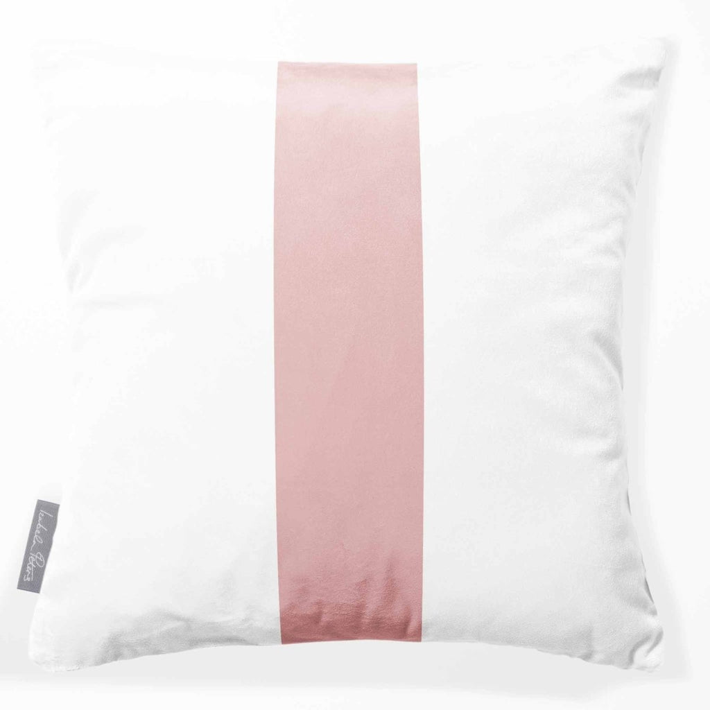 Signature 1 Stripe | Sustainable Velvet Cushion - Rosewater 40 x 40 cm by Izabela Peters
