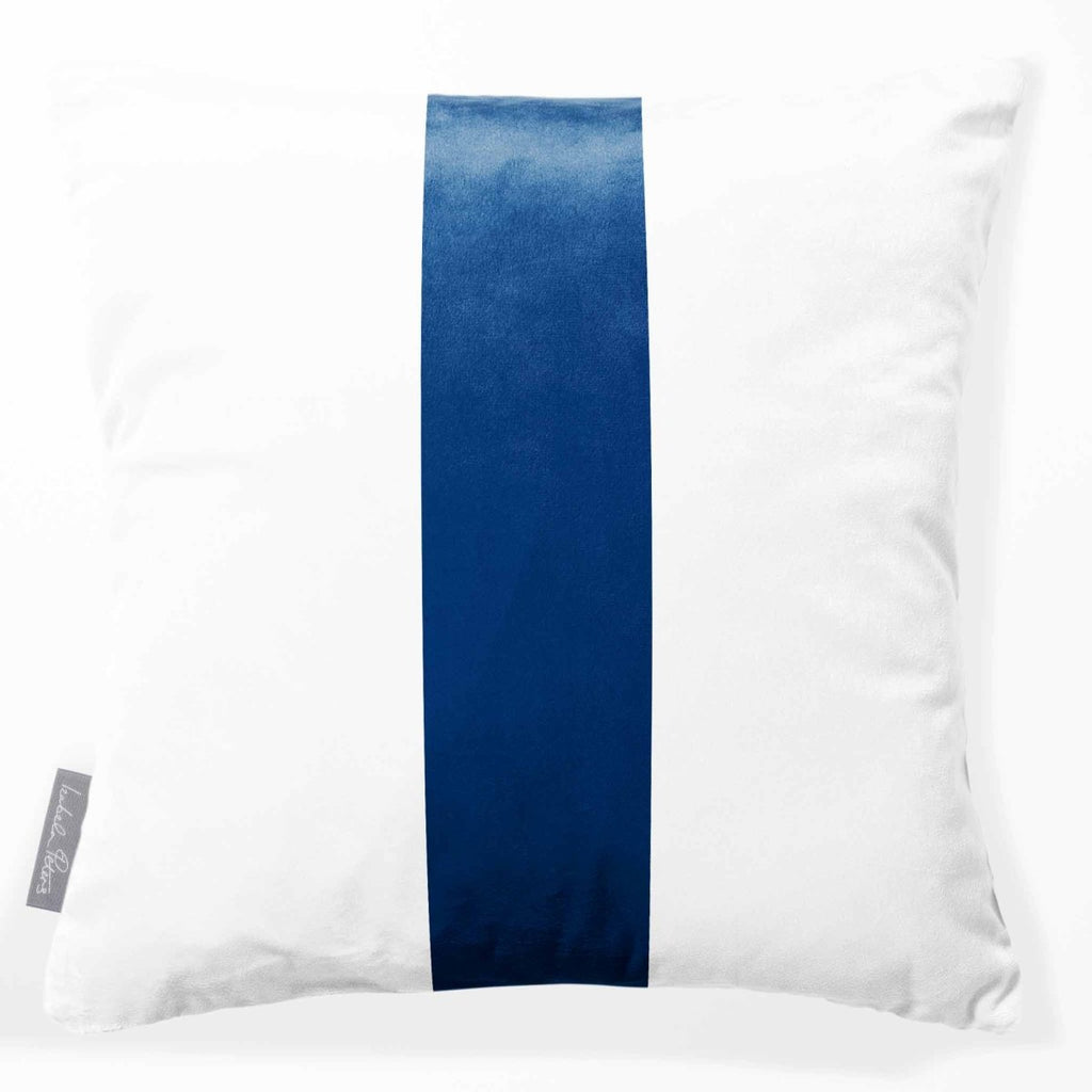 Signature 1 Stripe | Sustainable Velvet Cushion - Estate Blue 40 x 40 cm by Izabela Peters