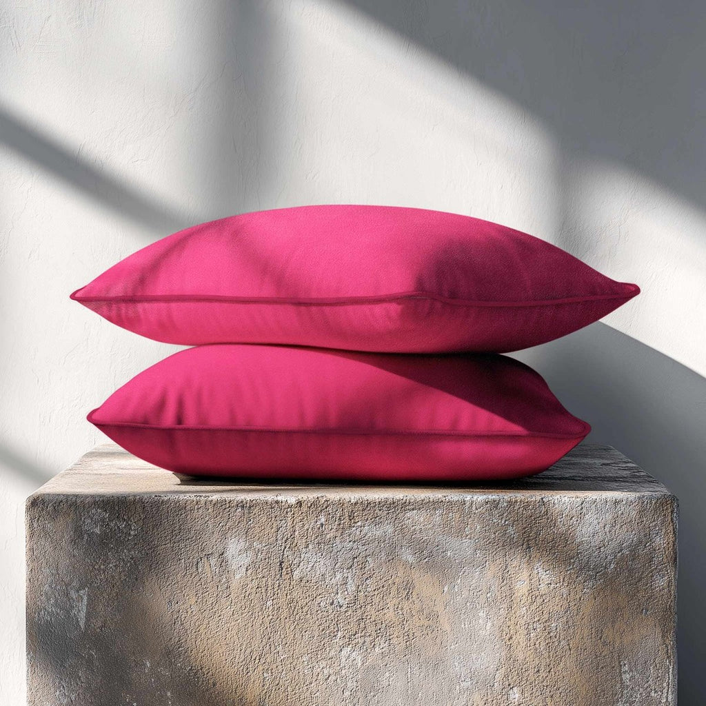 Signature Colours with Piping | Sustainable Velvet Rectangle Cushion - Hot Pink 50 x 30 cm by Izabela Peters