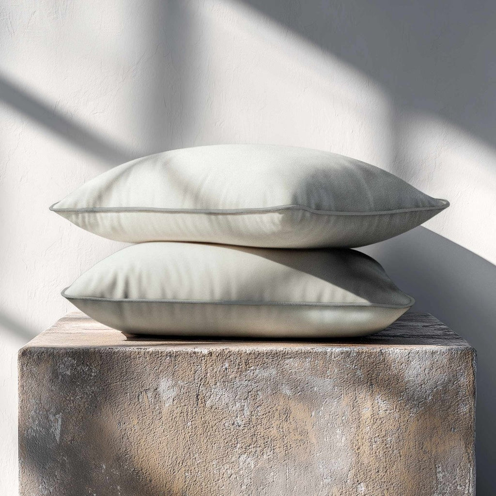 Signature Colours with Piping | Sustainable Velvet Rectangle Cushion - Storm Grey 50 x 30 cm by Izabela Peters