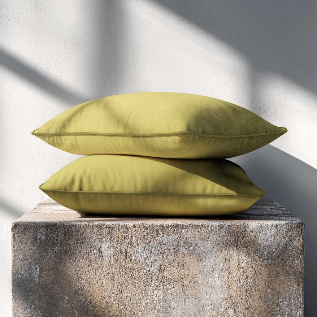 Signature Colours with Piping | Sustainable Velvet Rectangle Cushion - Ivory Cream 50 x 30 cm by Izabela Peters