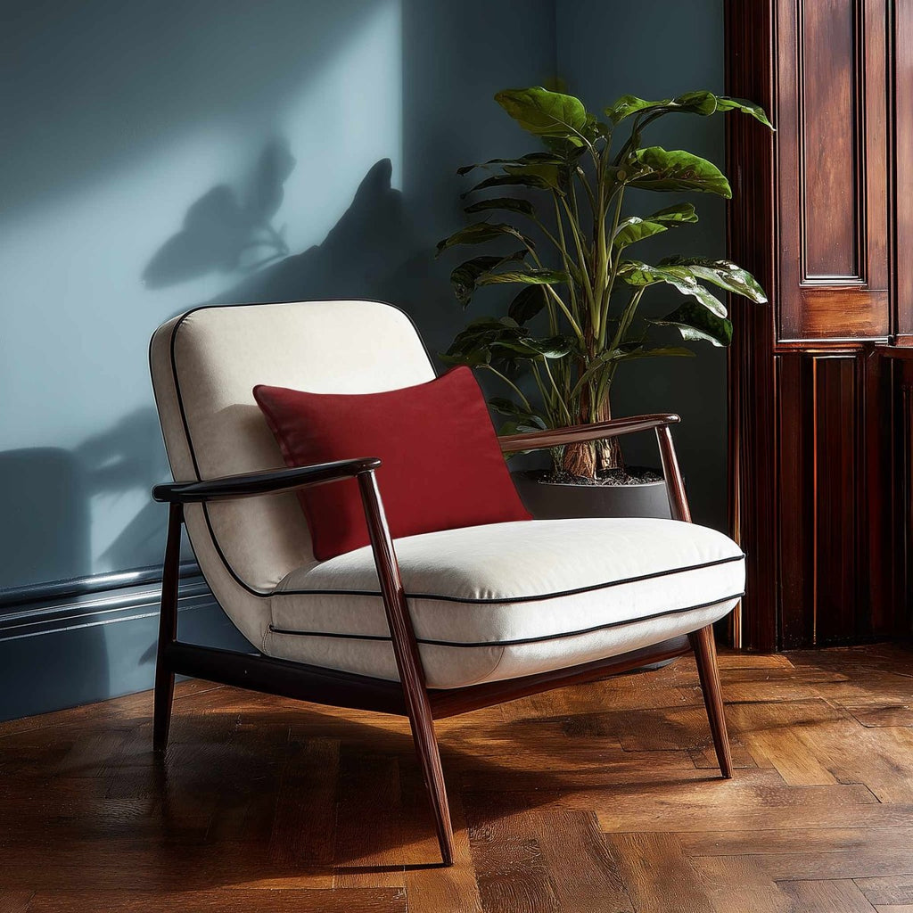 Signature Colours with Piping | Sustainable Velvet Rectangle Cushion - Crimson Muse 50 x 30 cm by Izabela Peters