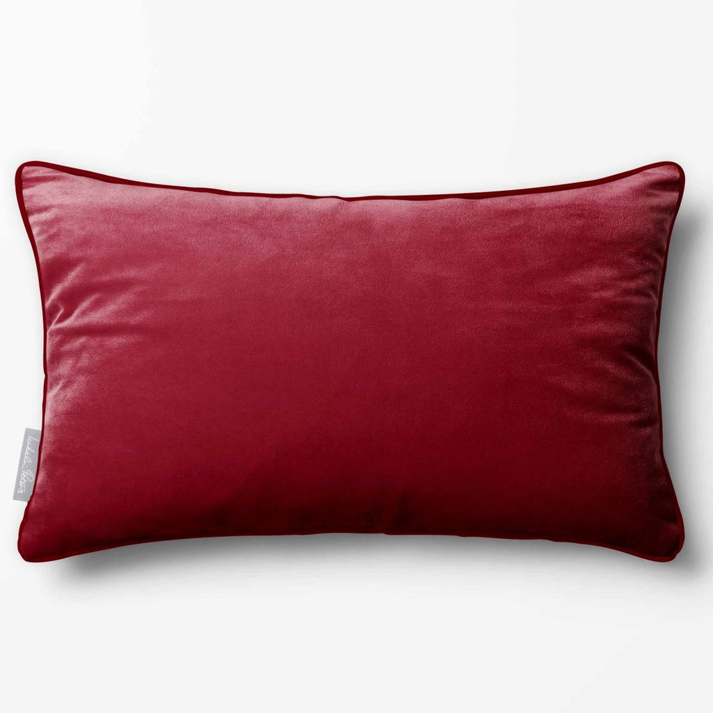 Signature Colours with Piping | Sustainable Velvet Rectangle Cushion - Raspberry Red 50 x 30 cm by Izabela Peters