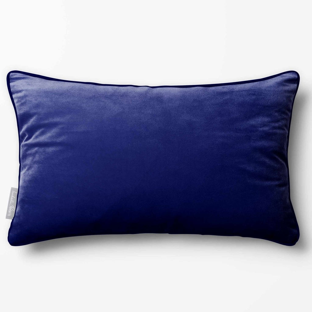 Signature Colours with Piping | Sustainable Velvet Rectangle Cushion - Midnight 50 x 30 cm by Izabela Peters