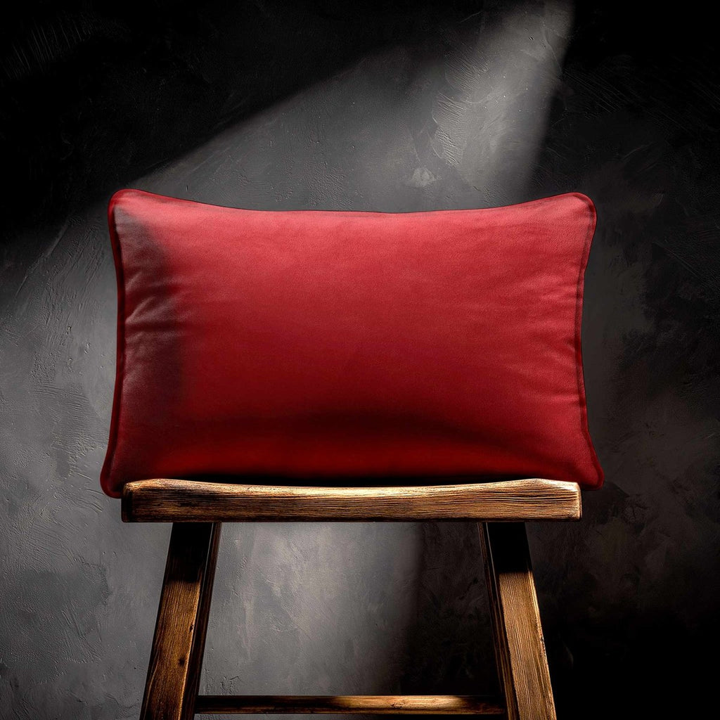 Signature Colours with Piping | Sustainable Velvet Rectangle Cushion - Crimson Muse 50 x 30 cm by Izabela Peters