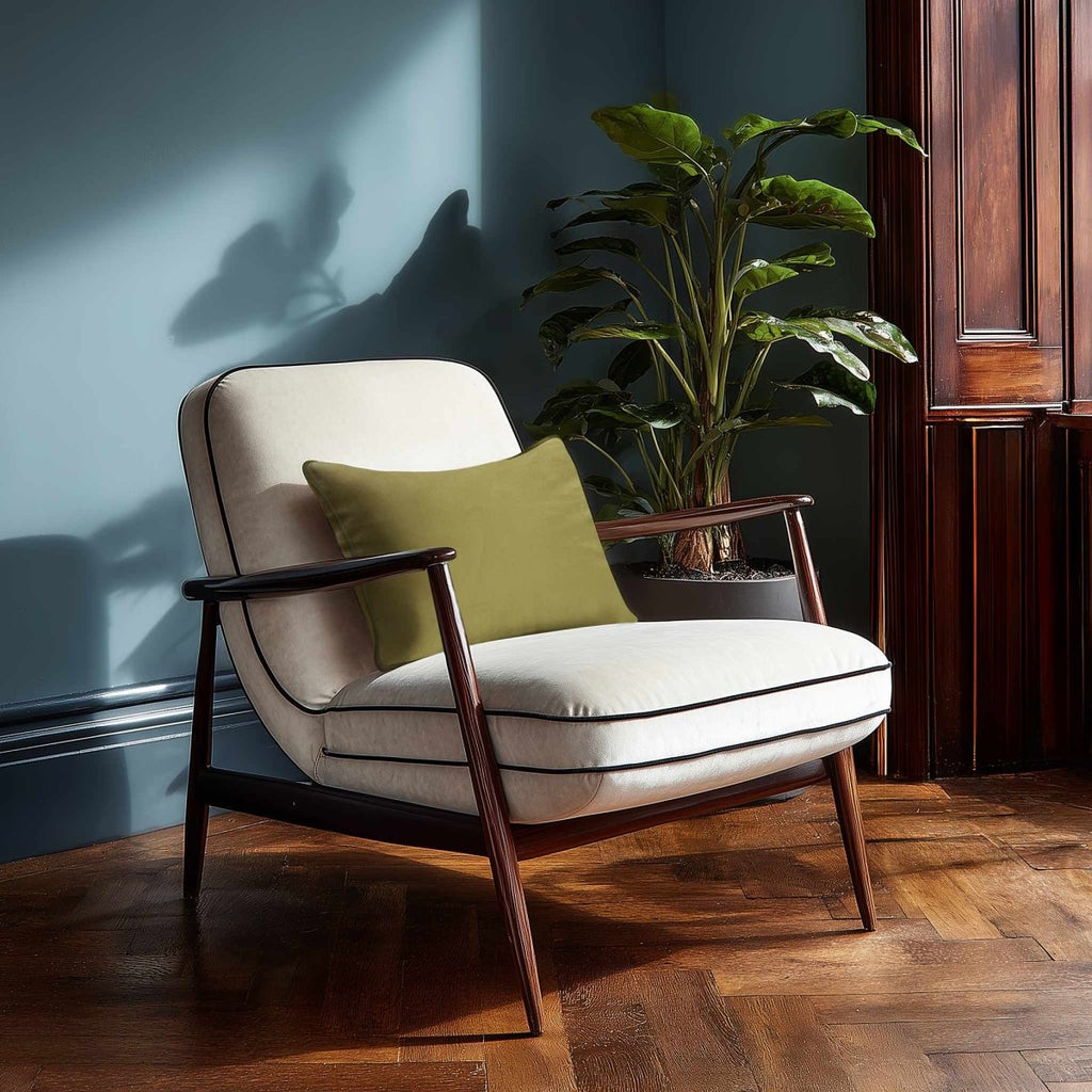 Signature Colours with Piping | Sustainable Velvet Rectangle Cushion - Ivory Cream 50 x 30 cm by Izabela Peters