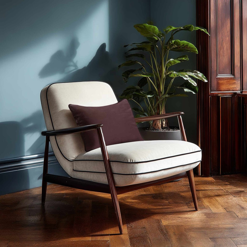 Signature Colours with Piping | Sustainable Velvet Rectangle Cushion - Italian Grape 50 x 30 cm by Izabela Peters