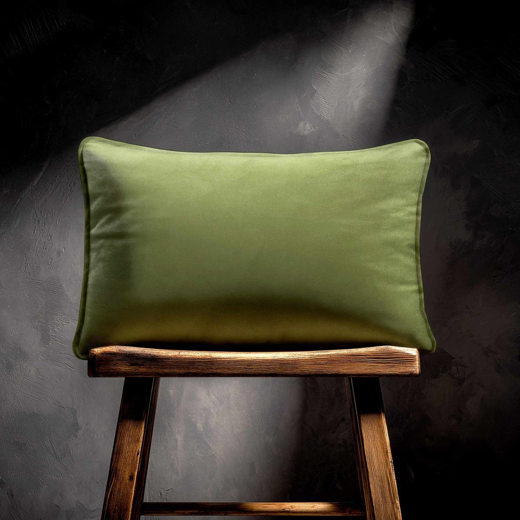 Signature Colours with Piping | Sustainable Velvet Rectangle Cushion - Golden Lime 50 x 30 cm by Izabela Peters