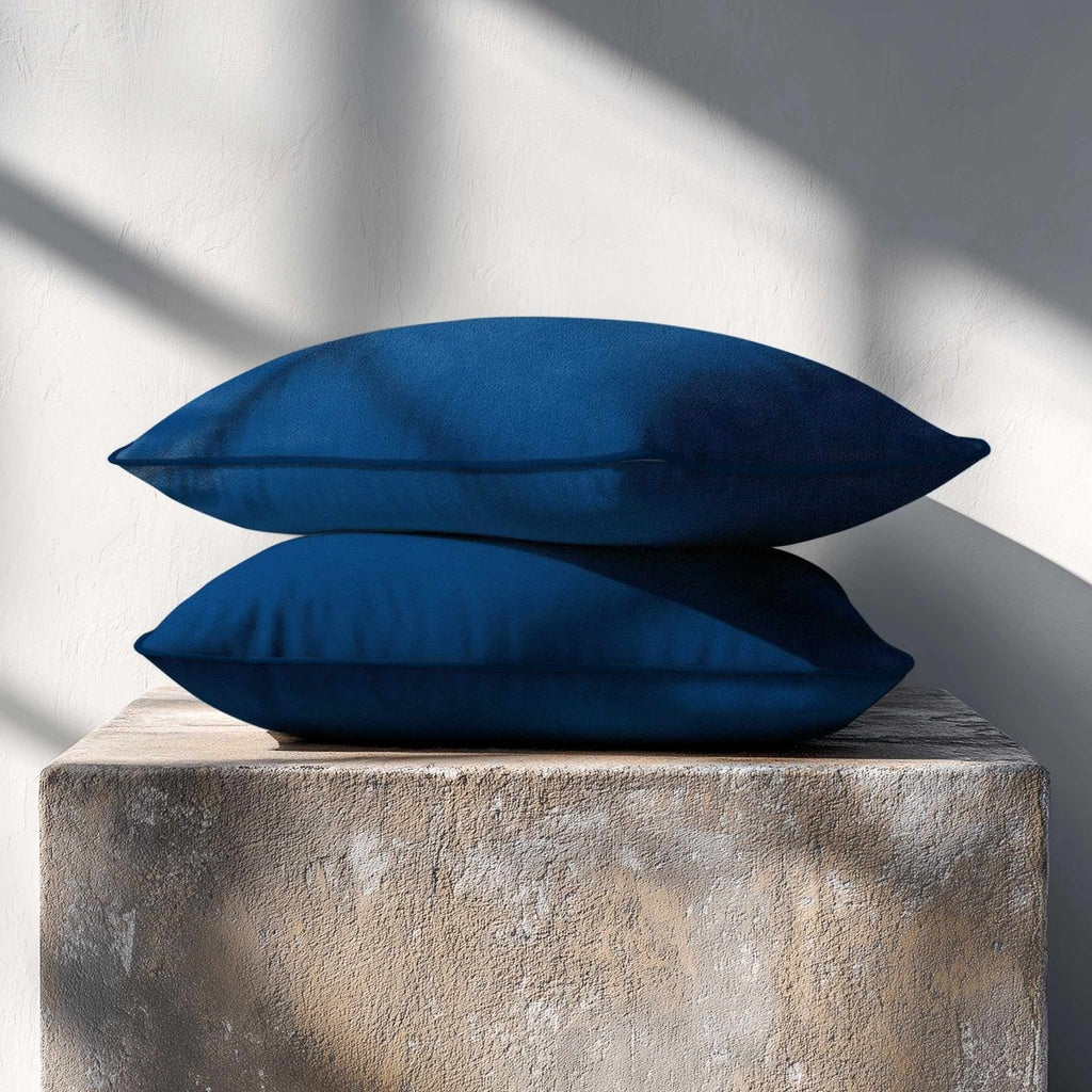 Signature Colours with Piping | Sustainable Velvet Rectangle Cushion - Estate Blue 50 x 30 cm by Izabela Peters
