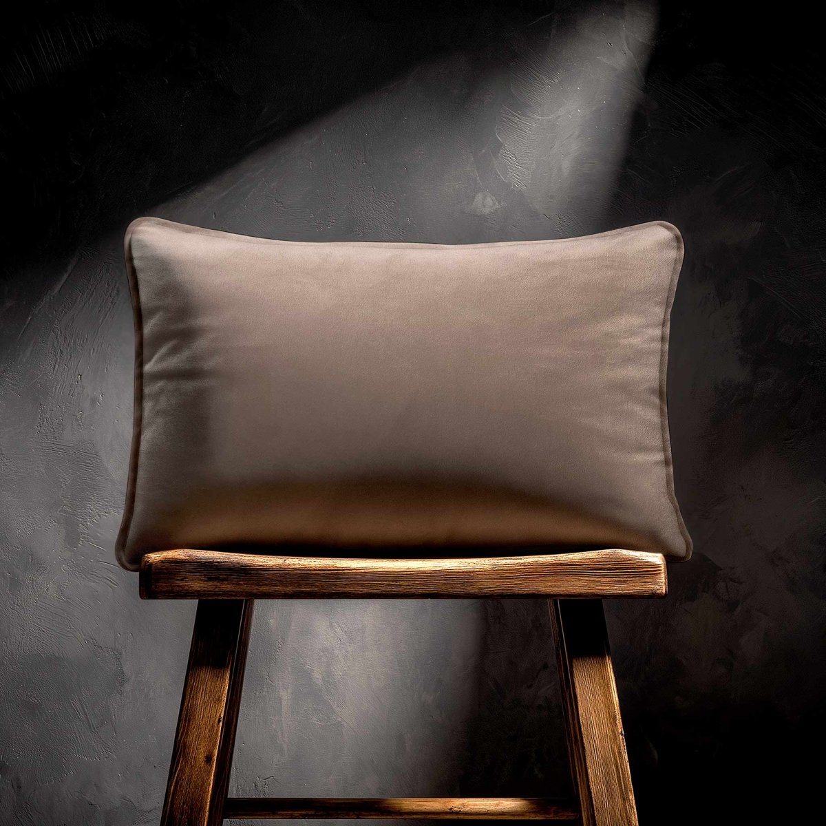 Signature Colours with Piping | Sustainable Velvet Rectangle Cushion - Dovedale Stone 50 x 30 cm by Izabela Peters