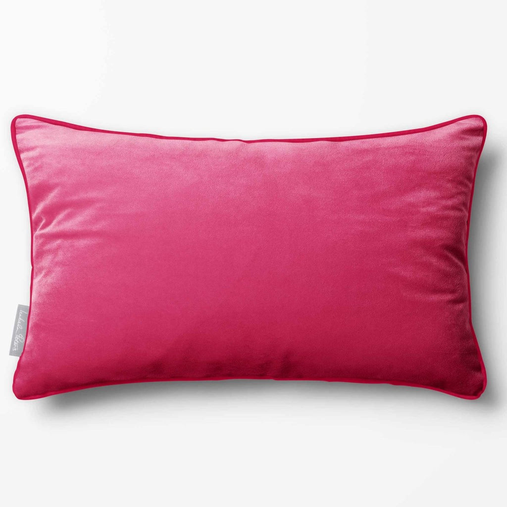 Signature Colours with Piping | Sustainable Velvet Rectangle Cushion - Hot Pink 50 x 30 cm by Izabela Peters