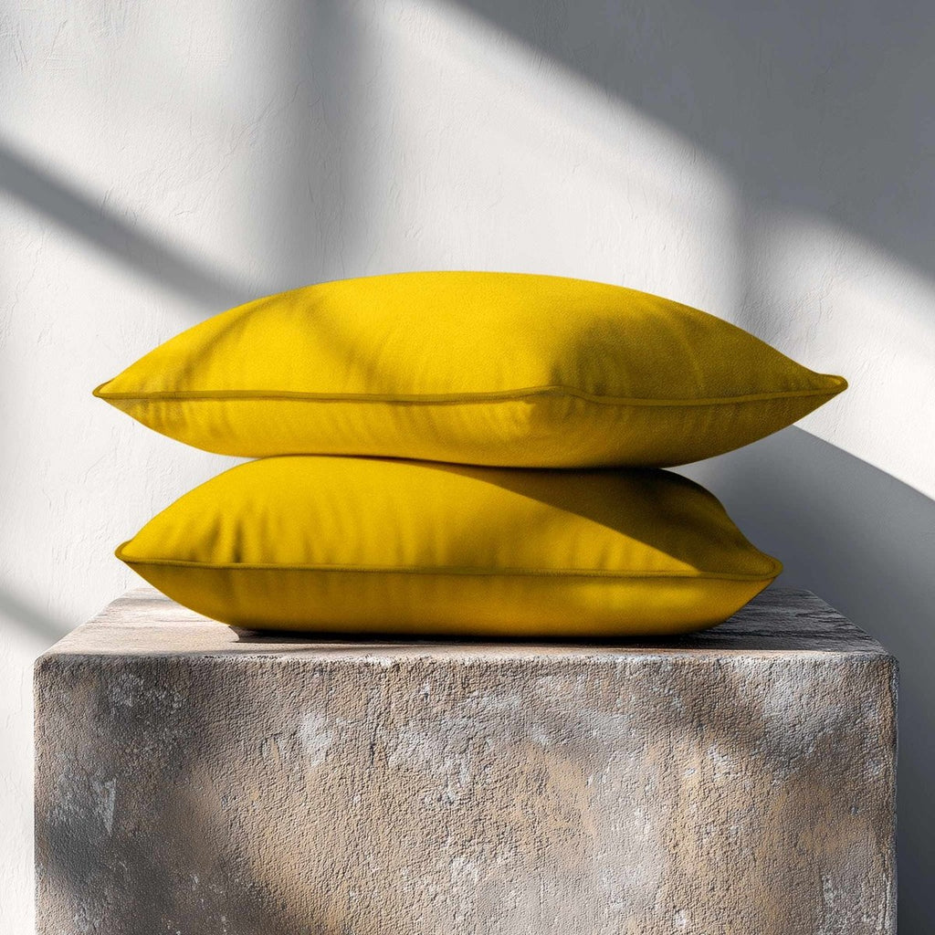 Signature Colours with Piping | Sustainable Velvet Rectangle Cushion - Mustard Ochre 50 x 30 cm by Izabela Peters